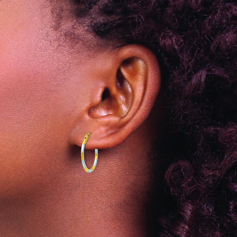 Two Tone Hoop Earrings in 14k Yellow Gold image number null